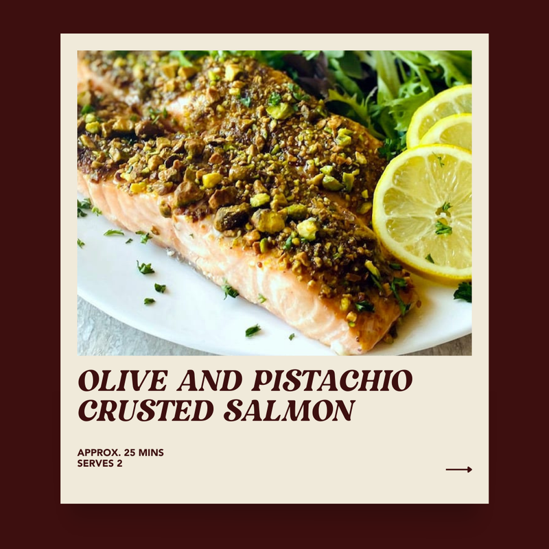 Olive and Pistachio Crusted Salmon