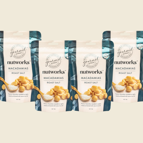 Four-Pack of Lightly Salted Roasted Macadamia Nuts – Premium Snack with Natural Rock Salt