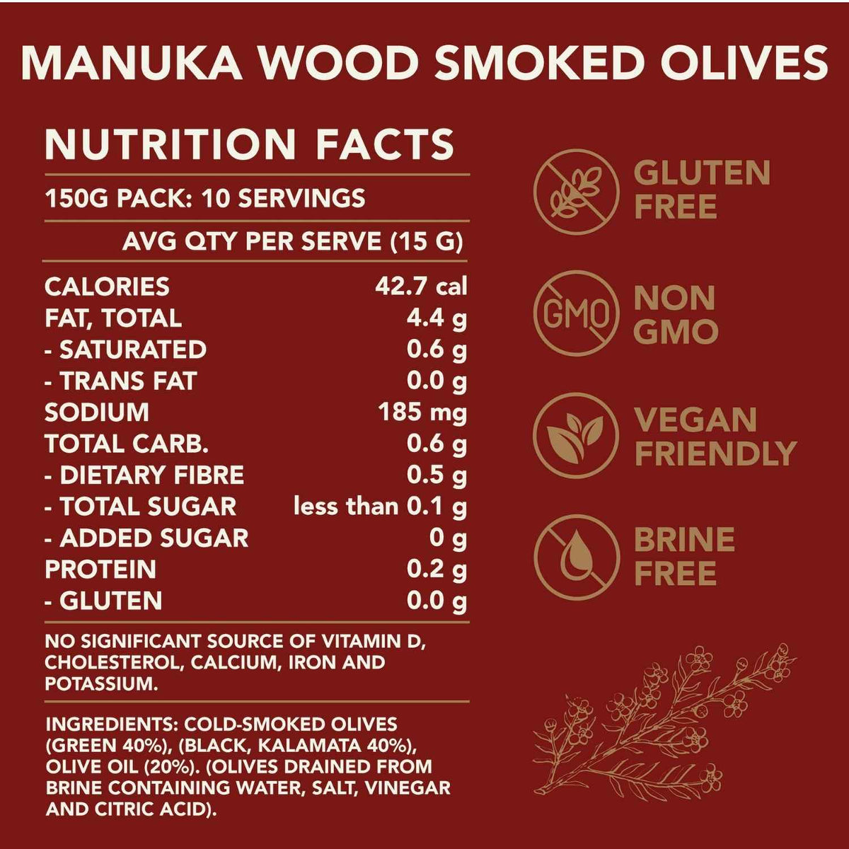 Manuka smoked olives infused with olive oil