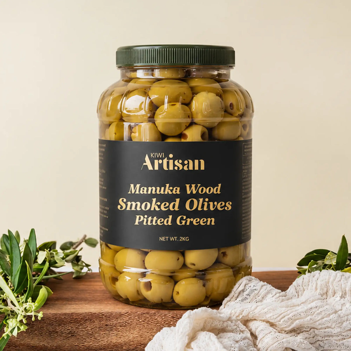 Manuka Smoked Pitted Olives in Brine